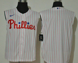 Men's Philadelphia Phillies Blank White 2020 Cool and Refreshing Sleeveless Fan Stitched MLB Nike Jersey