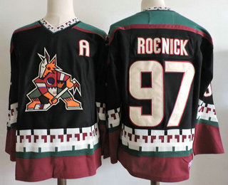 Men's Phoenix Coyotes #97 Jeremy Roenick Black 1998 CCM Vintage Adidas Stitched NHL Hockey Throwback Jersey