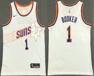 Men's Phoenix Suns #1 Devin Booker 2022 White City Edition Stitched Jersey