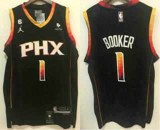 Men's Phoenix Suns #1 Devin Booker Black 2023 Nike Swingman Stitched Jersey With Sponsor