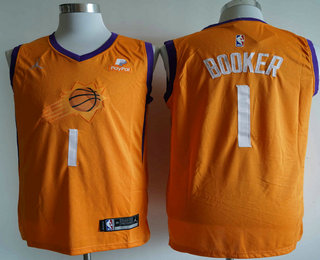 Men's Phoenix Suns #1 Devin Booker NEW Orange 2020 Brand Jordan Swingman Stitched NBA Jersey With Sponsor Logo