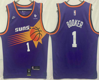 Men's Phoenix Suns #1 Devin Booker Purple 2023 Nike Swingman Stitched Jersey With Sponsor