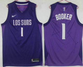 Men's Phoenix Suns #1 Devin Booker Purple City Edition Nike Swingman Jersey