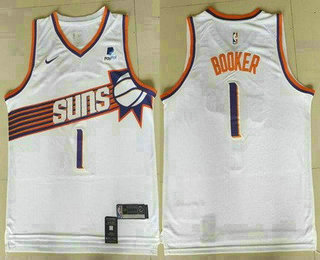 Men's Phoenix Suns #1 Devin Booker White 2023 Association Sponsor Swingman Jersey