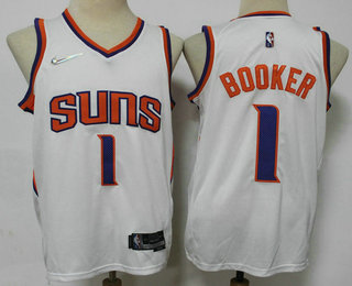 Men's Phoenix Suns #1 Devin Booker White Nike 75th Anniversary Diamond 2021 Stitched Jersey