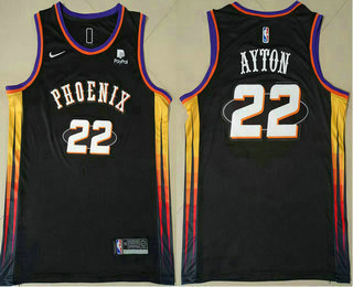 Men's Phoenix Suns #22 Deandre Ayton Black 75th Anniversary 2021 Nike Swingman Stitched NBA Jersey With Sponsor Logo