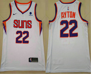 Men's Phoenix Suns #22 Deandre Ayton White 2021 Nike Swingman Stitched NBA Jersey With Sponsor Logo