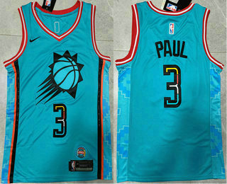 Men's Phoenix Suns #3 Chris Paul 2022 Blue City Edition With 6 Patch Stitched Jersey