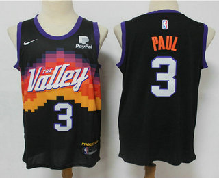 Men's Phoenix Suns #3 Chris Paul Black 2021 City Edition NBA Swingman Jersey With The Sponsor Logo