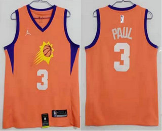 Men's Phoenix Suns #3 Chris Paul NEW Orange 2020 Brand Jordan Swingman Stitched NBA Jersey