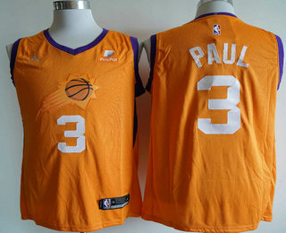 Men's Phoenix Suns #3 Chris Paul NEW Orange 2020 Brand Jordan Swingman Stitched NBA Jersey With Sponsor Logo