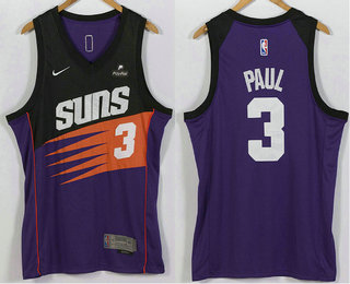 Men's Phoenix Suns #3 Chris Paul Purple Nike Swingman 2021 Earned Edition Stitched Jersey With Sponsor Logo