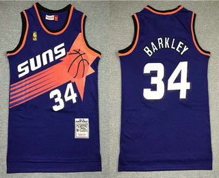 Men's Phoenix Suns #34 Charles Barkley Purple 1992-93 Hardwood Classics Soul Swingman Throwback Jersey