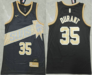 Men's Phoenix Suns #35 Kevin Durant Black Gold 2024 Stitched Jersey