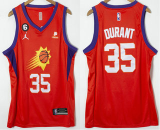 Men's Phoenix Suns #35 Kevin Durant Orange With Patch Statement Edition Stitched Basketball Jersey