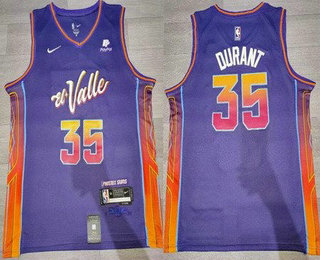 Men's Phoenix Suns #35 Kevin Durant Purple 2023 City Icon Sponsor Swingman Jersey