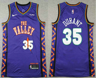 Men's Phoenix Suns #35 Kevin Durant Purple 2024 City Edition Sponsor Stitched Jersey