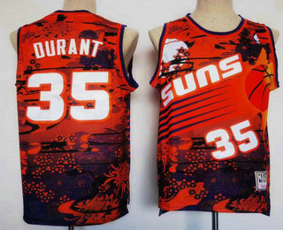 Men's Phoenix Suns #35 Kevin Durant Red Hardwood Classics Soul Swingman Throwback Fashion Jersey