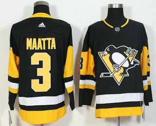 Men's Pittsburgh Penguins #3 Olli Maatta Black Home 2017-2018 Hockey Adidas Stitched NHL Jersey