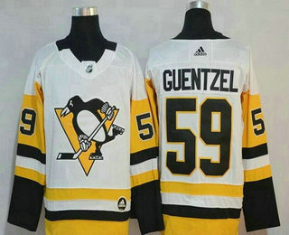 Men's Pittsburgh Penguins #59 Jake Guentzel White Away 2017-2018 adidas Hockey Stitched NHL Jersey