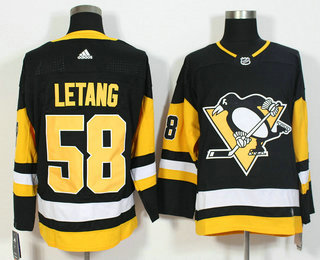 Men's Pittsburgh Penguins #58 Kris Letang Black Home 2017-2018 Hockey Adidas Stitched NHL Jersey