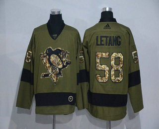 Men's Pittsburgh Penguins #58 Kris Letang Green Salute To Service Adidas Stitched NHL Jersey