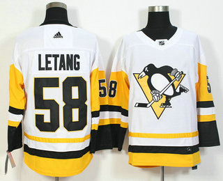 Men's Pittsburgh Penguins #58 Kris Letang White 2017-2018 Hockey Adidas Stitched NHL Jersey