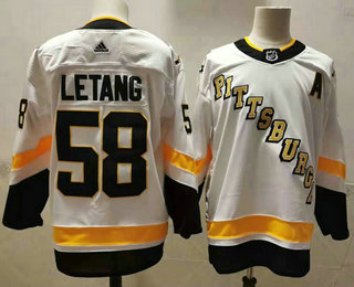 Men's Pittsburgh Penguins #58 Kris Letang White Adidas 2020-21 Stitched NHL Jersey