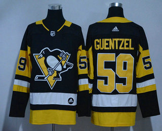 Men's Pittsburgh Penguins #59 Jake Guentzel Black Home 2017-2018 Hockey Adidas Stitched NHL Jersey