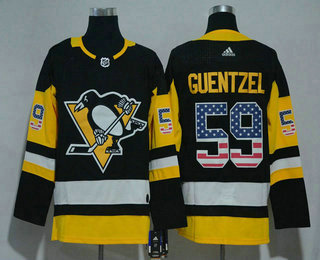 Men's Pittsburgh Penguins #59 Jake Guentzel Black With USA Flag 2017-2018 Hockey Adidas Stitched NHL Jersey