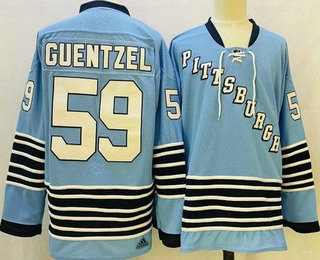 Men's Pittsburgh Penguins #59 Jake Guentzel Light Blue Authentic Jersey