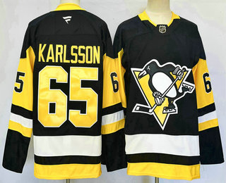 Men's Pittsburgh Penguins #65 Erik Karlsson Black 2024 Stitched Jersey