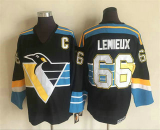 Men's Pittsburgh Penguins #66 Mario Lemieux 1995-96 Black CCM Vintage Throwback Jersey