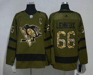 Men's Pittsburgh Penguins #66 Mario Lemieux Green Salute to Service 2017-2018 Hockey Adidas Stitched NHL Jersey