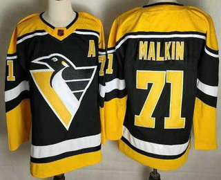 Men's Pittsburgh Penguins #71 Evgeni Malkin Black 2022 Reverse Retro Authentic Jersey