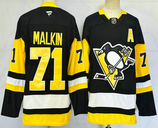 Men's Pittsburgh Penguins #71 Evgeni Malkin Black 2024 Stitched Jersey