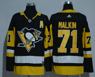 Men's Pittsburgh Penguins #71 Evgeni Malkin Black Home 2017-2018 Hockey Adidas Stitched NHL Jersey