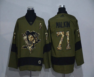 Men's Pittsburgh Penguins #71 Evgeni Malkin Green Salute To Service Adidas Stitched NHL Jersey