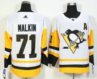 Men's Pittsburgh Penguins #71 Evgeni Malkin White 2017-2018 Hockey Adidas Stitched NHL Jersey