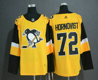 Men's Pittsburgh Penguins #72 Patric Hornqvist Yellow Alternate Adidas Stitched NHL Jersey