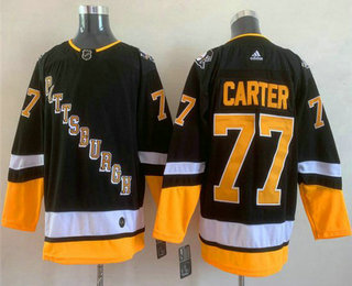 Men's Pittsburgh Penguins #77 Jeff Carter Black Adidas 2021-22 Stitched NHL Jersey