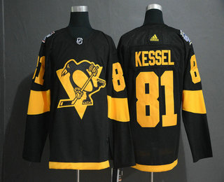 Men's Pittsburgh Penguins #81 Phil Kessel Black 2019 Stadium Series Adidas Stitched NHL Jersey