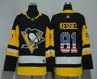 Men's Pittsburgh Penguins #81 Phil Kessel Black With USA Flag 2017-2018 Hockey Adidas Stitched NHL Jersey