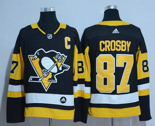 Men's Pittsburgh Penguins #87 Sidney Crosby Black 2017-2018 Hockey Adidas Stitched NHL Jersey