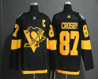 Men's Pittsburgh Penguins #87 Sidney Crosby Black 2019 Stadium Series With C Patch Adidas Stitched NHL Jersey