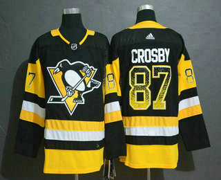 Men's Pittsburgh Penguins #87 Sidney Crosby Black Drift Fashion Adidas Stitched NHL Jersey