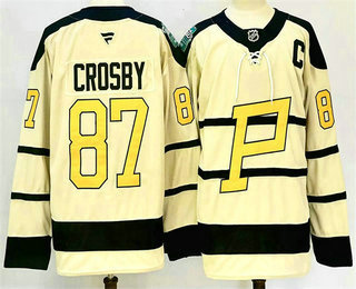 Men's Pittsburgh Penguins #87 Sidney Crosby Cream 2024 With C Patch Winter Classic Stitched Jersey