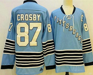 Men's Pittsburgh Penguins #87 Sidney Crosby Light Blue Authentic Jersey