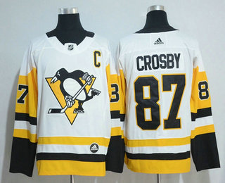 Men's Pittsburgh Penguins #87 Sidney Crosby White 2017-2018 Hockey Adidas Stitched NHL Jersey