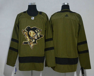 Men's Pittsburgh Penguins Blank Green Salute to Service 2017-2018 Hockey Adidas Stitched NHL Jersey